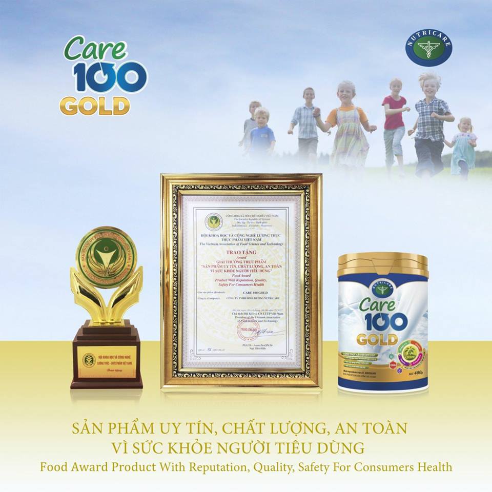 Sữa Care 100 Gold sản phẩm chất lượng tuyệt vời hỗ trợ tăng cân, tăng chiều cao và phát triển trí não cho bé