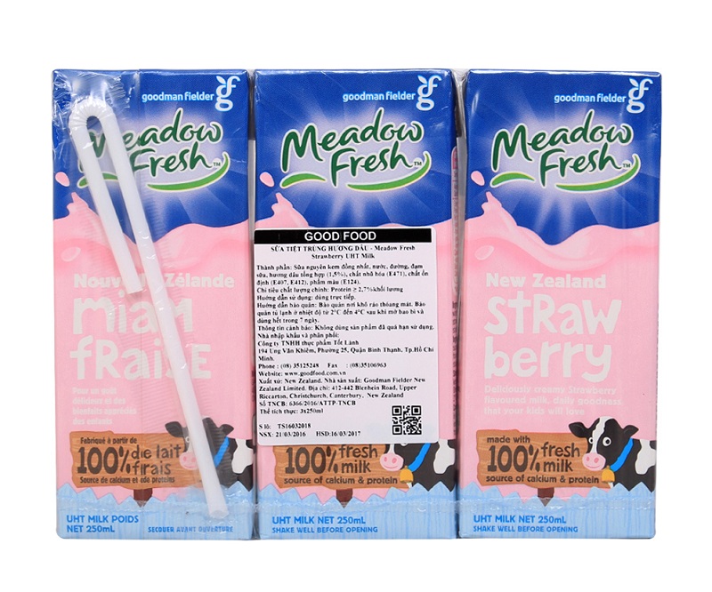 Sữa Meadow Fresh nguyên kem 250ml vị dâu