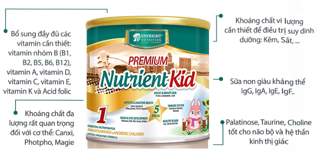 Sữa Premium Nutrientkid 1 bổ sung năng lượng cho trẻ suy dinh dưỡng