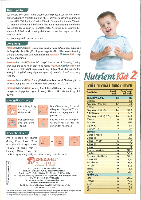 Cách pha sữa nutrient kid 2 700g