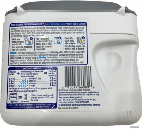 Thành phần dinh dưỡng Sữa similac pro advance hmo