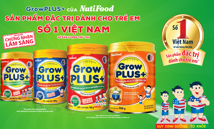 Sữa Grow Plus của Nutifood cho trẻ Suy Dinh Dưỡng