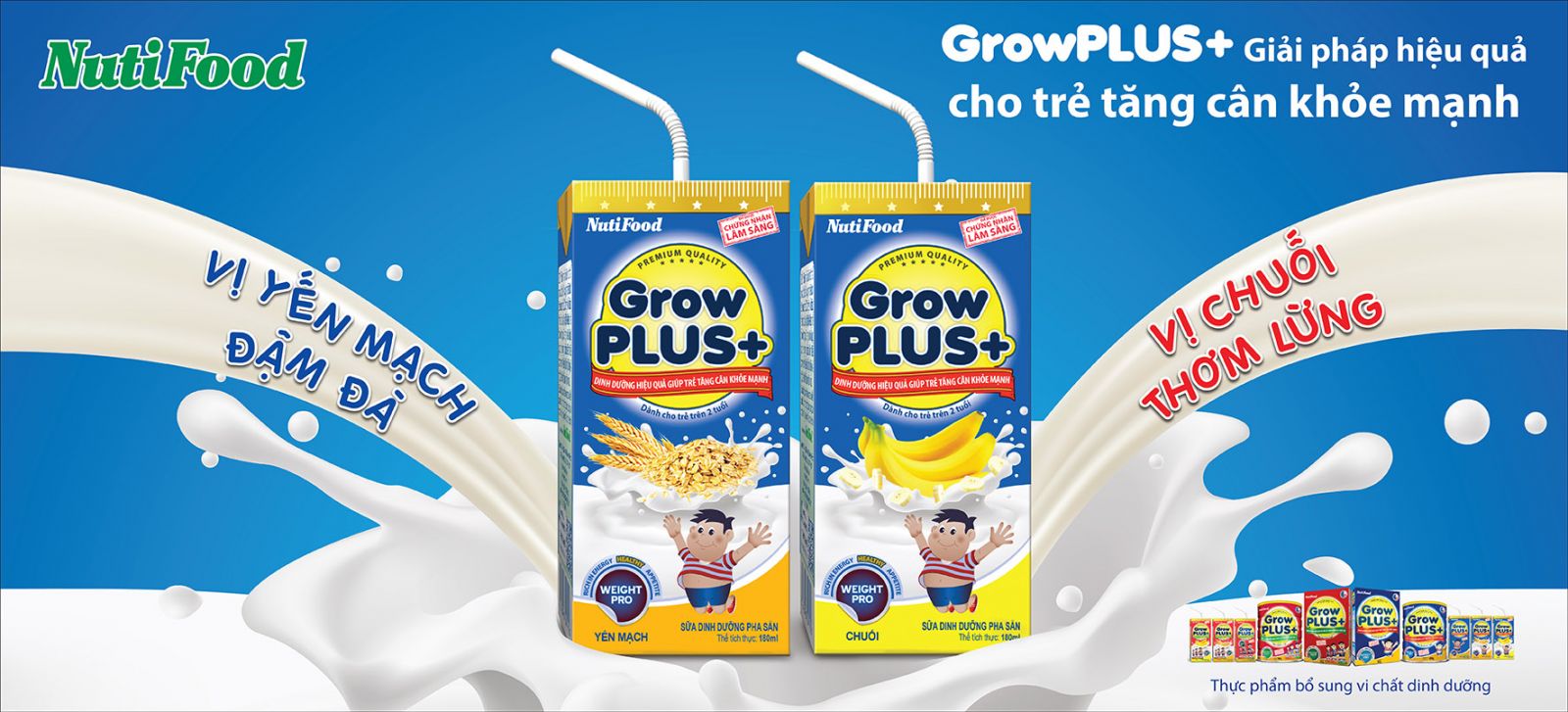 Sữa bột pha sẵn Nuti Grow Plus xanh có 2 vị