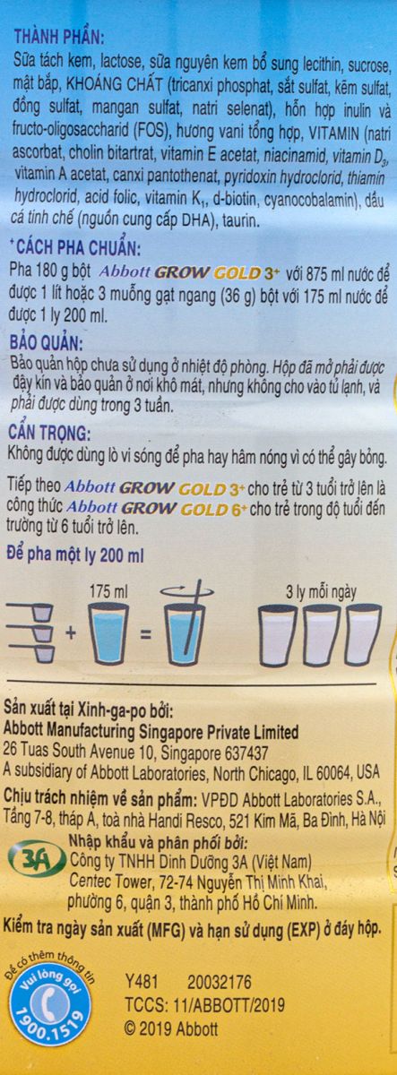 Hướng dẫn cách pha sữa abbott grow gold 3+