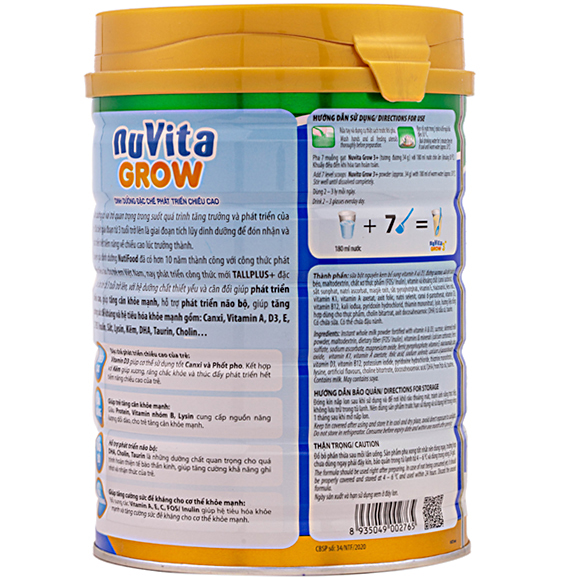 Sữa Nuvita grow 3+ tăng chiều cao của Nutifood