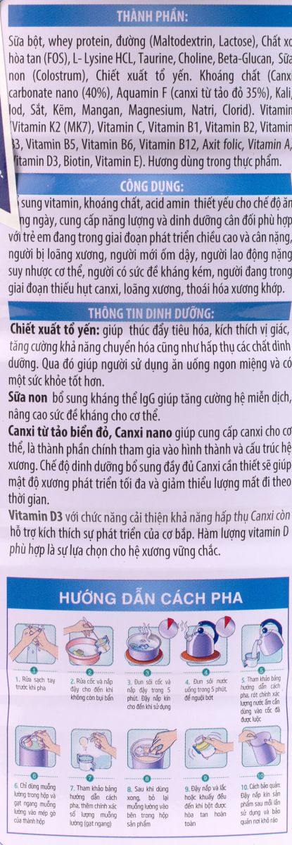 công dụng sữa alphamilk sữa non tổ yến