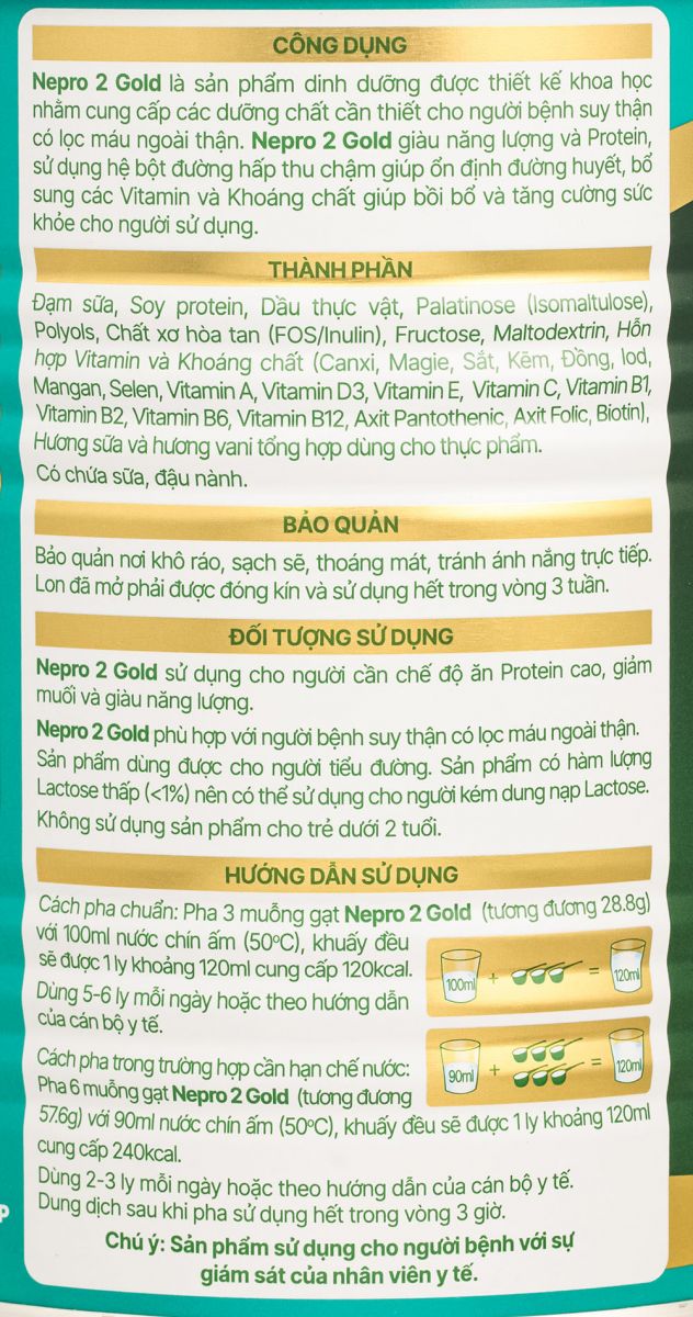 Công dung của sữa nepro 2 gold 400g