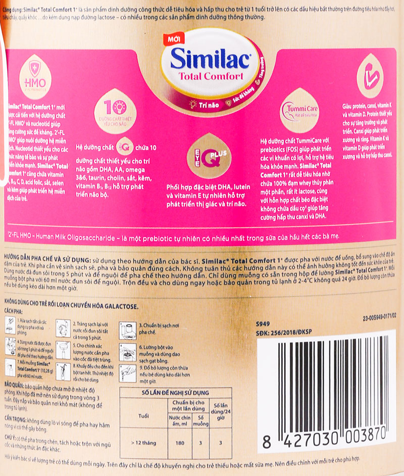 Công dụng và hướng dẫn cách pha sữa similac total comfort 1+