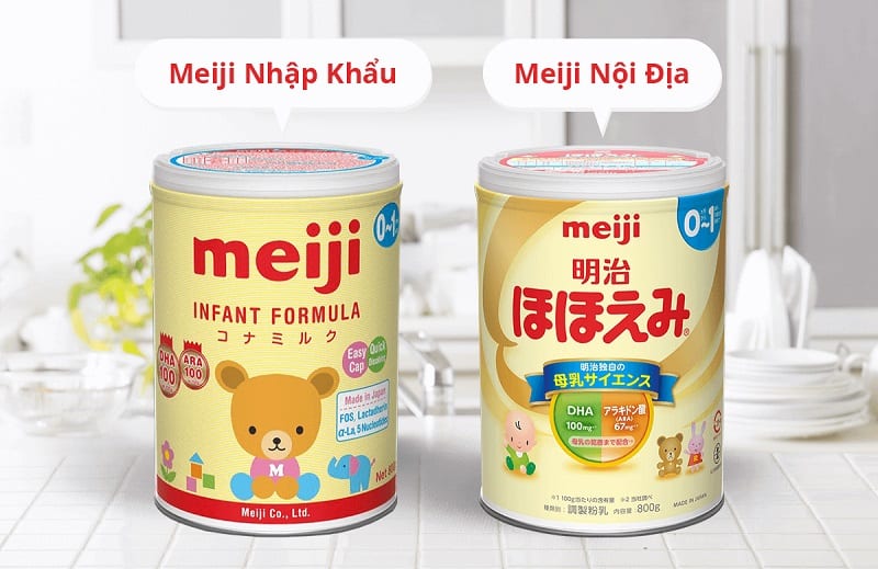 Phân biệt hộp sữa meiji nhập khẩu và nội địa