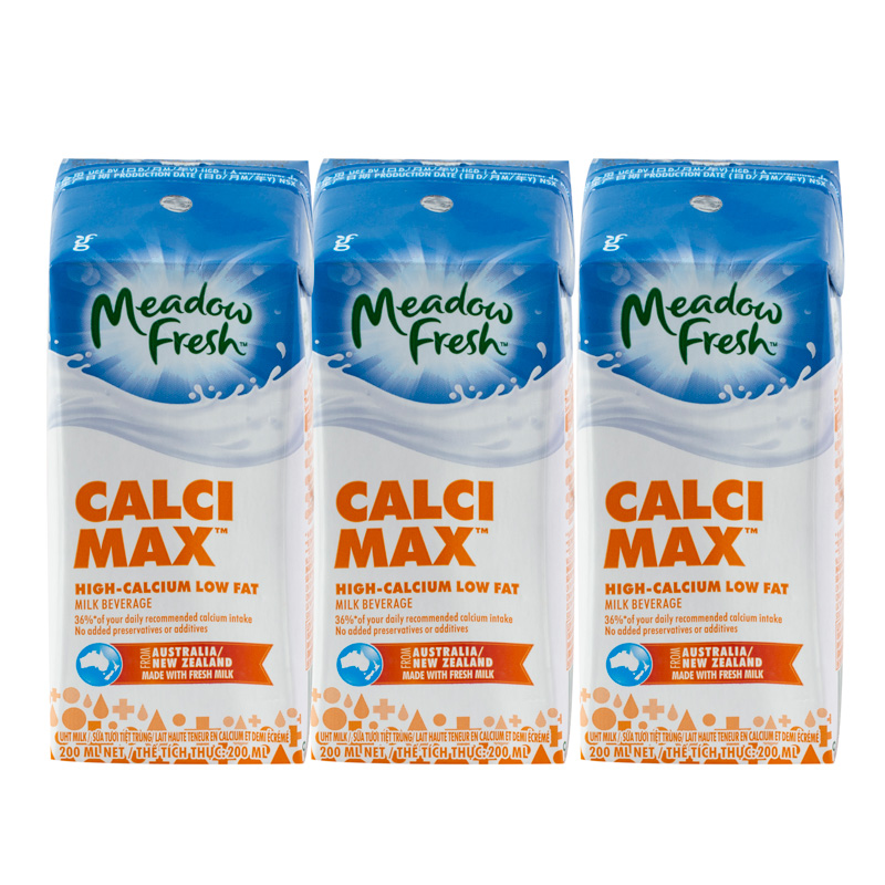 Sữa Calci Max Meadow Fresh thùng 24 hộp 200ml Dinh Dưỡng Lành Mạnh Cho Trẻ Trên 1 Tuổi
