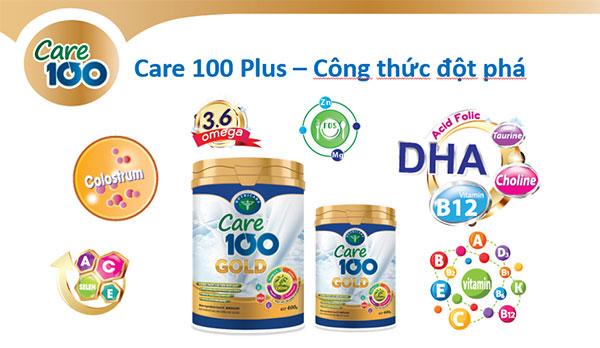 Sữa Care 100 Gold 900g bổ sung dinh dưỡng vượt trội cho bé thấp còi2