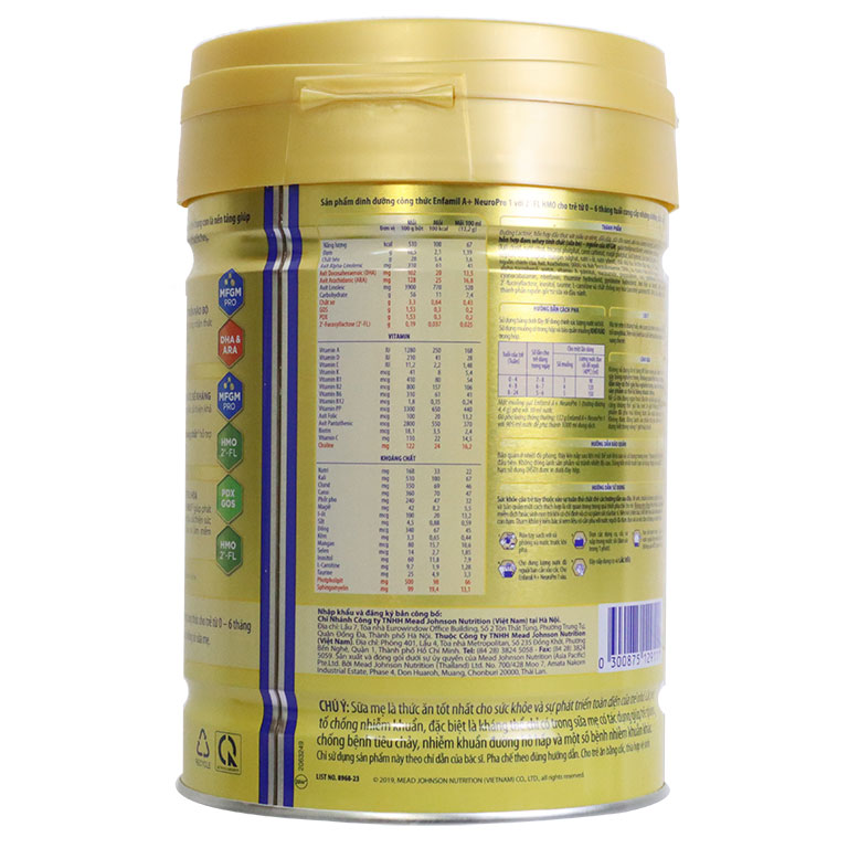 Thành phần dinh dưỡng sữa enfamil a+1 neuro pro cho trẻ sơ sinh