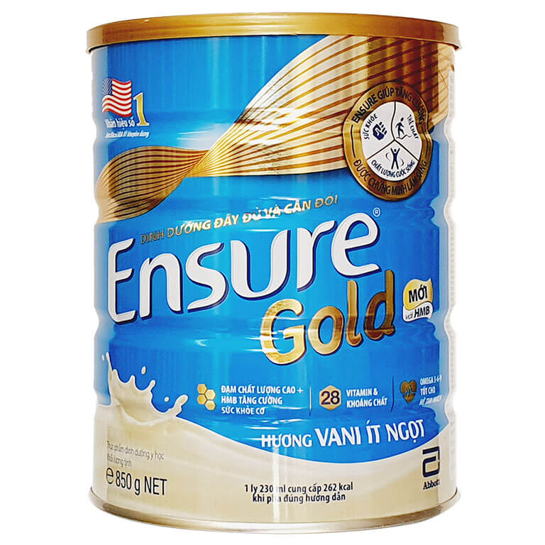 Sữa Ensure Gold 850g vị ít ngọt