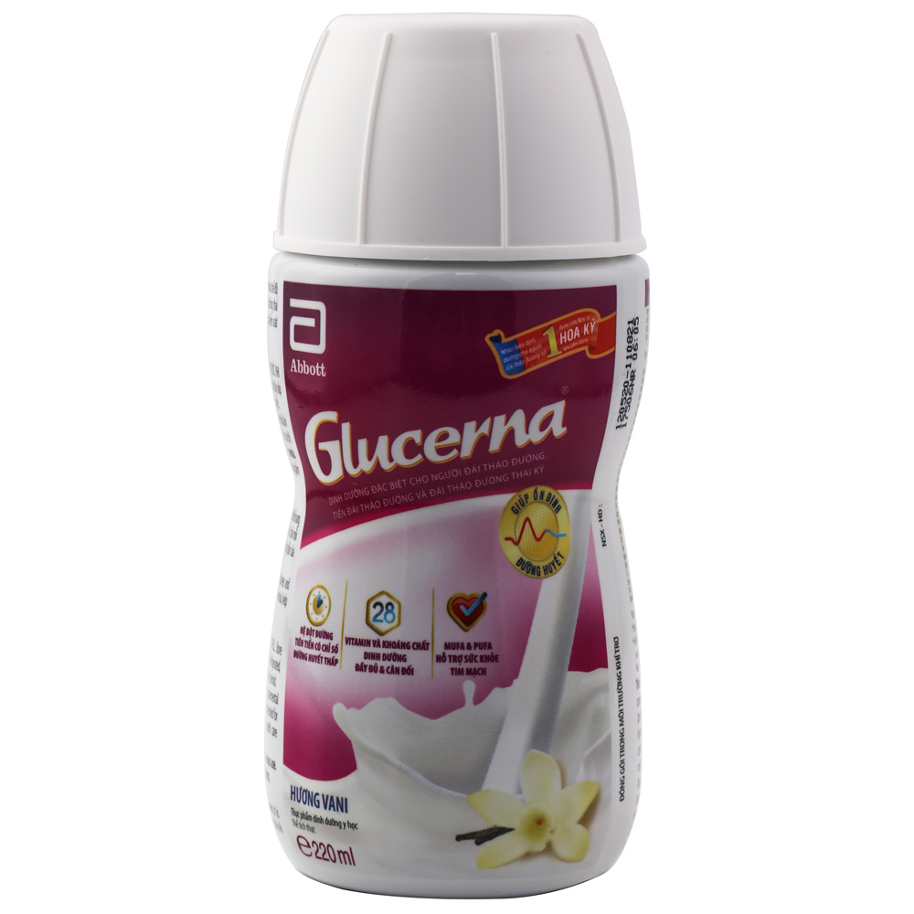 hình ảnh chai sữa nước glucerna 220ml của abbott sản xuất ở úc dành cho thị trường việt nam