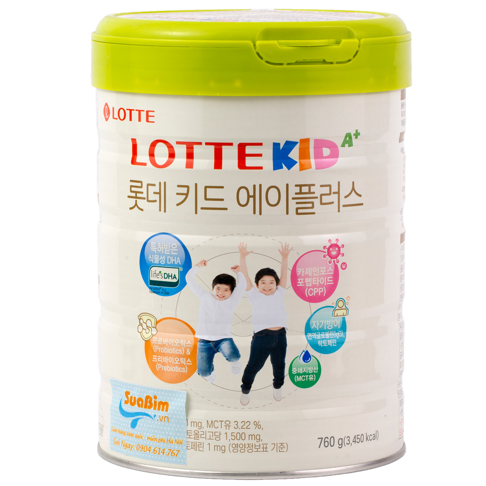 Sữa Lotte Kid A+ Hàn Quốc 760G (1-10 tuổi) Tăng Chiều Cao