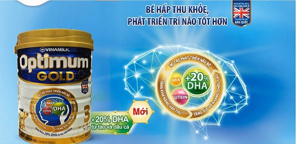 Sữa Optimum Gold 3 tăng 20% DHA