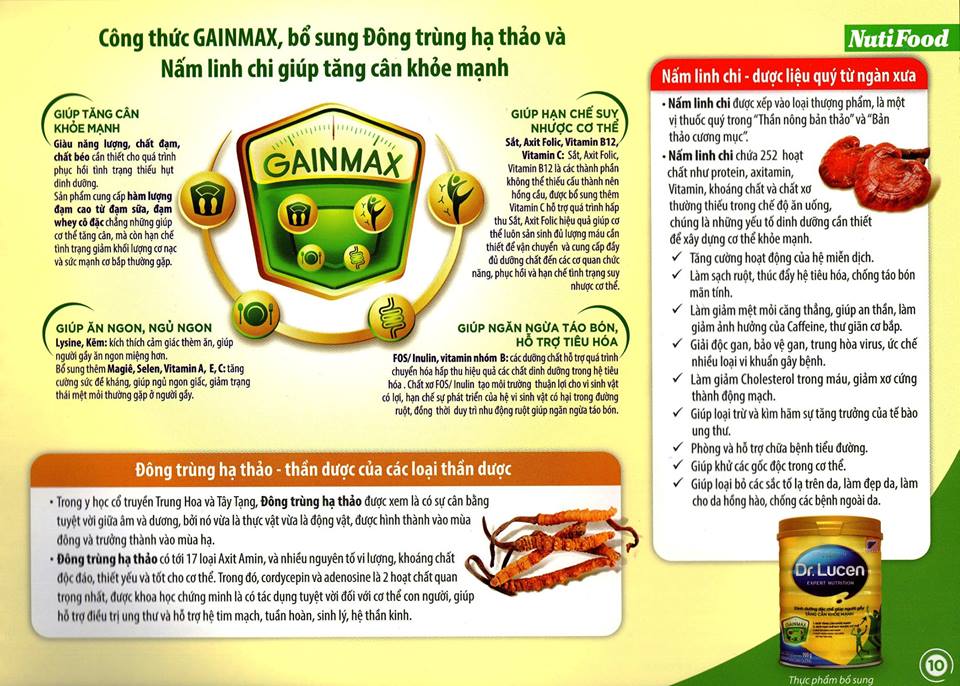Công dụng sữa tăng cân cho người gầy Dr.Lucen