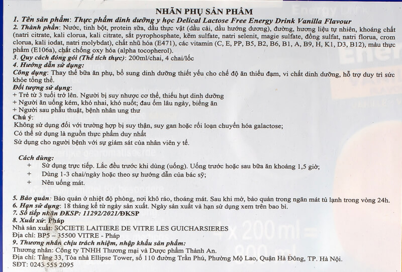 Hình ảnh tem phụ sữa delical nắp vàng